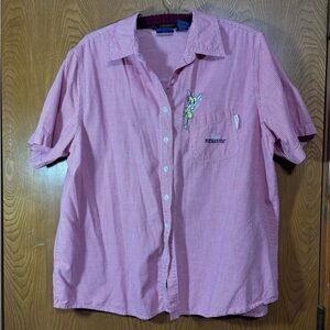 Vintage Disney Tinker Bell Red Plaid Women’s Cotton Shirt